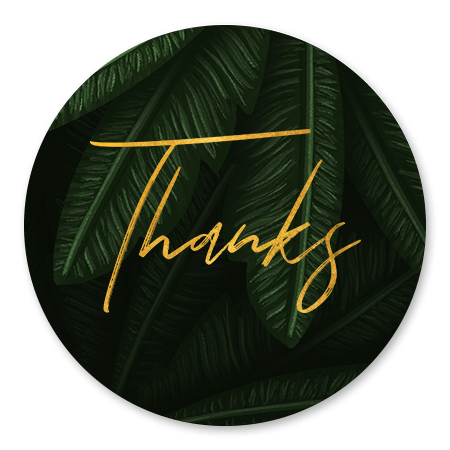 Jungle bladeren met gouden 'thanks'